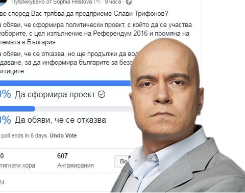 Анкета в нета дава 80% одобряване на Слави да направи политически формат.
